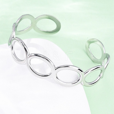 304 Stainless Steel Cuff Bangles for Women BJEW-D306-02P-1