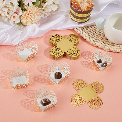 50Pcs Rose Flower Window Paper Candy Packaging Boxes CON-OC0001-78A-1