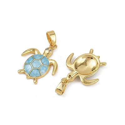 Brass Micro Pave Cubic Zirconia Pendants X-KK-C093-09G-02-1