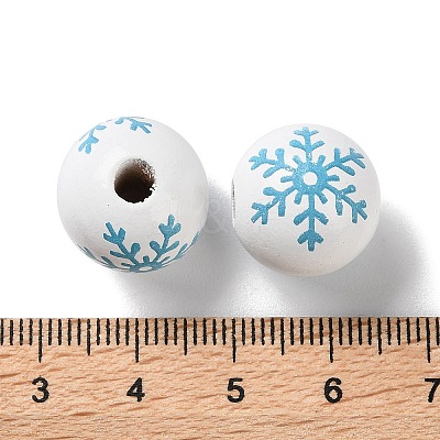 Printed Wood European Beads WOOD-Z002-08C-1