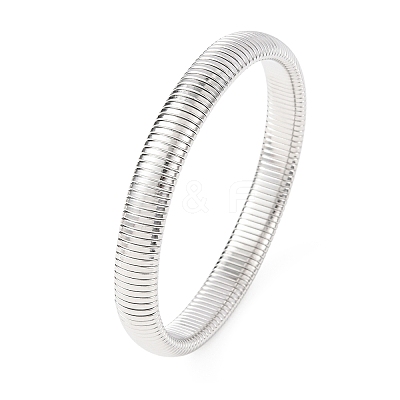 201 Stainless Steel Ribbed Bangles for Women BJEW-T024-02P-1