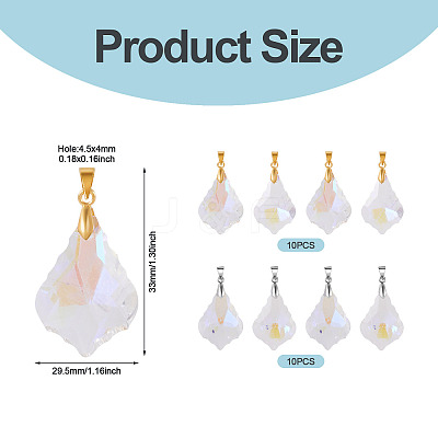 20Pcs 2 Colors AB Color Plated Electroplate Glass Pendants PALLOY-TA00331-1