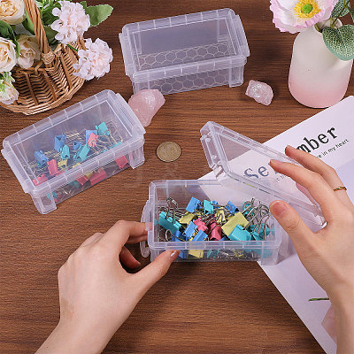 Transparent Plastic Stackable Mini Organizer Bead Containers with Locking Lid CON-WH0123-31E-1