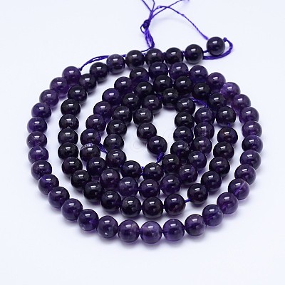 Natural Amethyst Round Bead Strands G-M212-4mm-01C-1