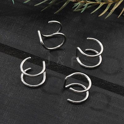 304 Stainless Steel 2 Line Hoop Clip on Nose Rings AJEW-A062-07P-1