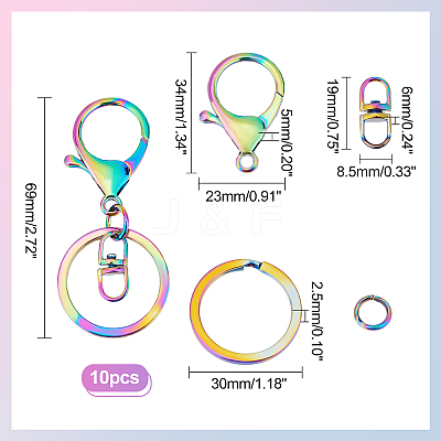 Rainbow Color Alloy Split Key Rings FIND-PH0005-56-1