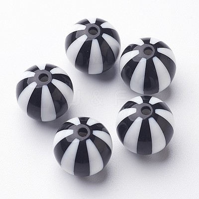 Colorful Stripe Chunky Bubblegum Acrylic Beads X-SACR-ZX010-9-1