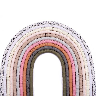 10 Strands 10 Colors Flat Round Handmade Polymer Clay Beads CLAY-SZ0001-98-1