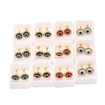 Evil Eye Glass Ear Fake Plugs EJEW-H105-27G-1