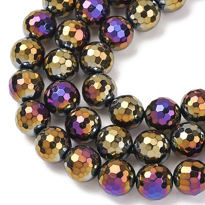 Electroplated Natural Agate Beads Strands G-B191-A07-10mm-04-1