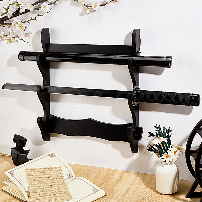 3-Tier MDF Board Wall Mounted Sword Display Rack ODIS-WH0043-256B-1