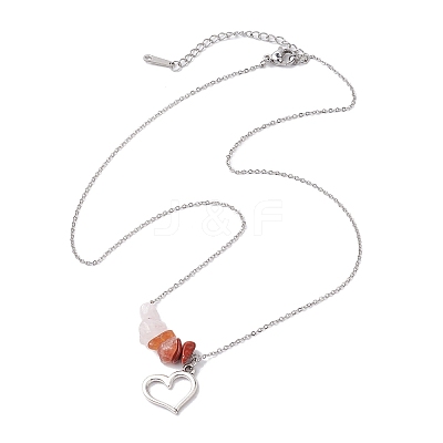 Gradient Color Gemstone Chip & Alloy Pendant Necklaces NJEW-JN05074-1