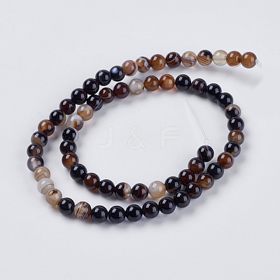 Round Dyed Natural Striped Agate/Banded Agate Beads Strands G-G582-6mm-04-1