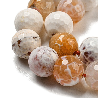 Faceted Natural Fire Crackle Agate Beads Strands G-F447-12mm-H04-1