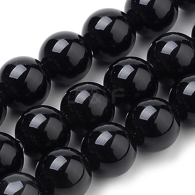 Natural Black Onyx Beads Strands X-G-S259-19-10mm-1