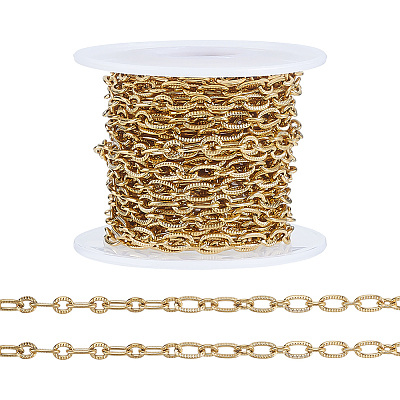 304 Stainless Steel Textured Cable Chains CHS-WH0020-004G-1