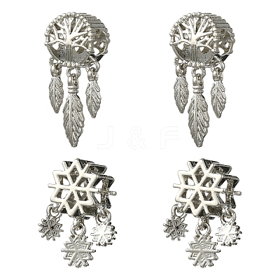 4Pcs 2 Styles Alloy European Beads FIND-YW0009-98-1