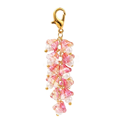 Trumpet Flower Glass Pendant Decorations HJEW-YW0001-02C-1