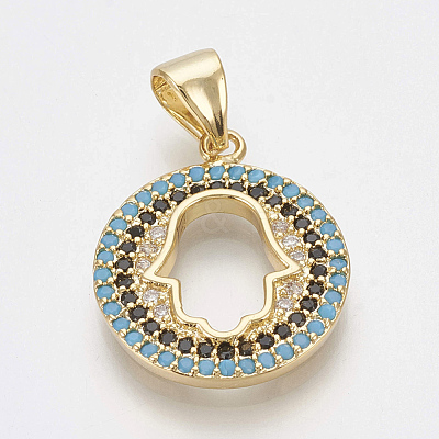 Brass Micro Pave Cubic Zirconia Pendants ZIRC-Q018-024G-1