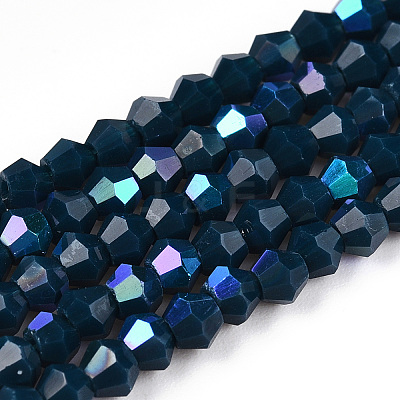 Opaque Solid Color Electroplate Glass Beads Strands EGLA-A039-P2mm-L09-1