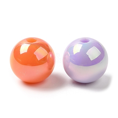 UV Plating Rainbow Iridescent Acrylic Beads PACR-K003-04-1