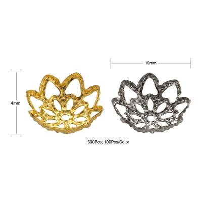 300Pcs 3 Style Iron Fancy Bead Caps IFIN-FS0001-07-1