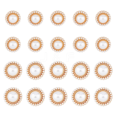 20Pcs 2 Style ABS Plastic Imitation Pearl Shank Buttons BUTT-DC0001-06KCG-1