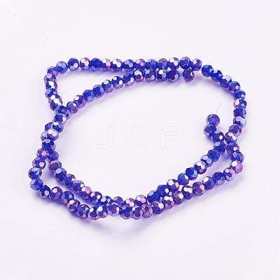 Faceted(32 Facets) Round Electroplate AB Color Plated Glass Beads Strands X-EGLA-D021-67-1