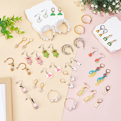 5 Styles Iron Resin Dangle Earring Sets EJEW-UN0002-80-1