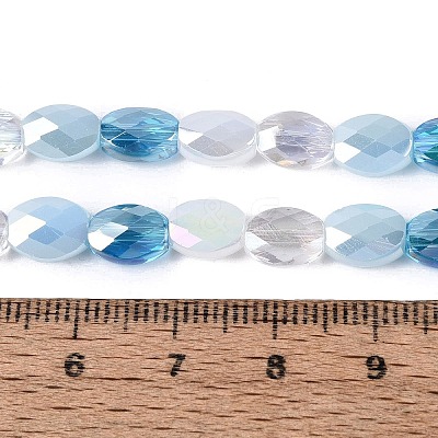 Electroplate Imitation Jade & Opaque & Transparent Glass Beads Strands EGLA-Q135-6x8MM-01F-1