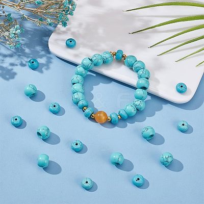 40Pcs 2 Styles Synthetic Turquoise European Beads G-PH0002-56-1