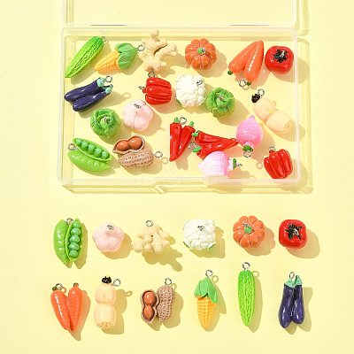32Pcs 16 Styles Resin Iron Pendants RESI-FS0002-26-1