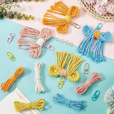 DIY Handmade Woven Cotton Bowknot Keychain Making Kits DIY-SC0028-14-1