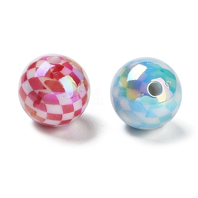 UV Plating Rainbow Iridescent Acrylic Beads OACR-O008-02A-1