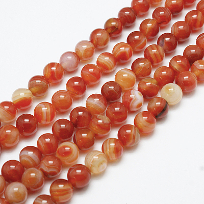 Natural Red Agate Bead Strands G-G880-05-10mm-1