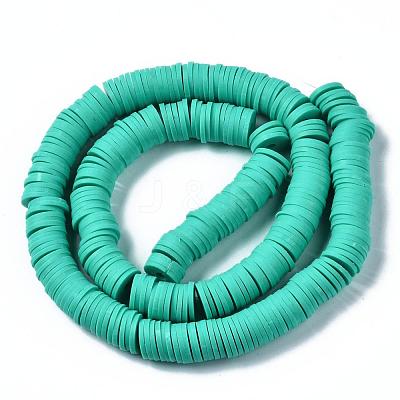 Flat Round Handmade Polymer Clay Beads CLAY-R067-10mm-34-1
