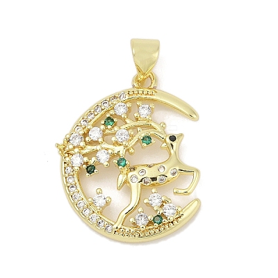 Brass Micro Pave Cubic Zirconia Pendants KK-D317-133G-1