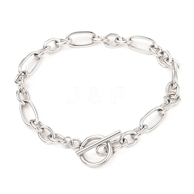 Tarnish Resistant Unisex 304 Stainless Steel Figaro Chain Bracelets BJEW-H541-06A-P-1