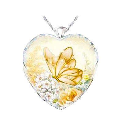 Heart Glass Pendant Necklaces PW23052492326-1