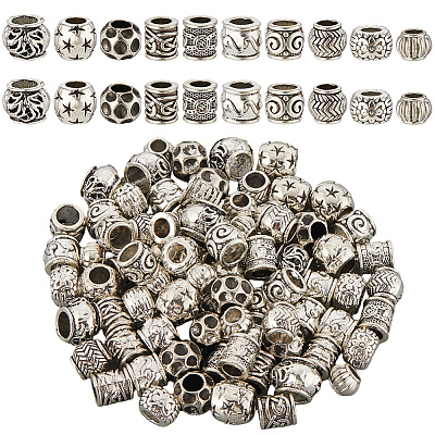 100Pcs 10 Styles Alloy European Beads FIND-SP0003-96-1