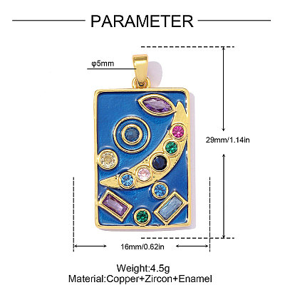 Brass Micro Pave Colorful Cubic Zirconia Pendants CU-OY002-06G-1