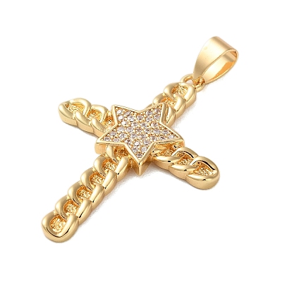 Brass Micro Pave Clear Cubic Zirconia Pendants KK-A212-06C-G-1