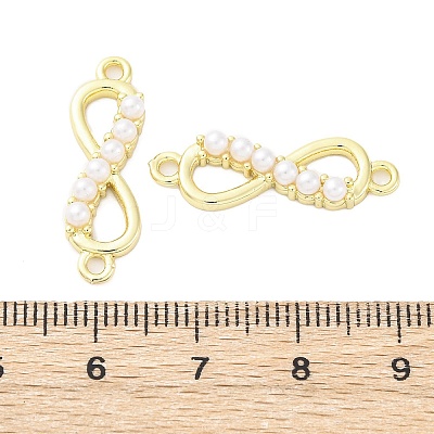 Brass & ABS Imitation Pearl Infinity Connector Charms KK-D325-03G-1