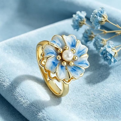 Brass Enamel Rotating Finger Rings for Women WG848BF-01-1
