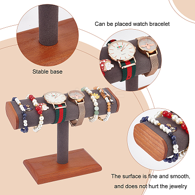 T-Shaped Bar Wood Covered with Microfiber Bracelet Display Stands BDIS-WH0014-01-1