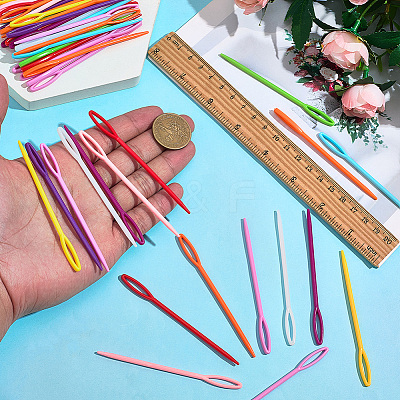 100Pcs Plastic Yarn Knitting Needles SENE-SP0001-01-1