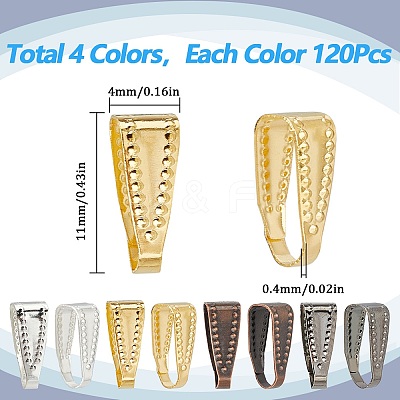 480Pcs 4 Colors Brass Snap on Bails KK-SP0002-23-1