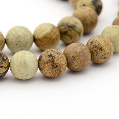 Natural Picture Jasper Round Bead Strands G-G-P070-55-6mm-1