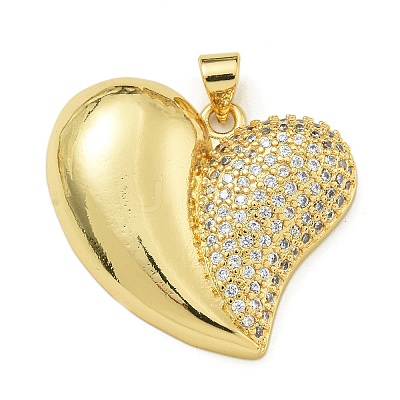 Rack Plating Brass Micro Pave Clear Cubic Zirconia Pendants KK-Z067-07G-02-1