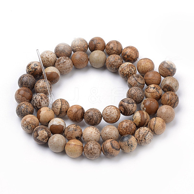 Natural Picture Jasper Beads Strands G-S259-27-6mm-1
